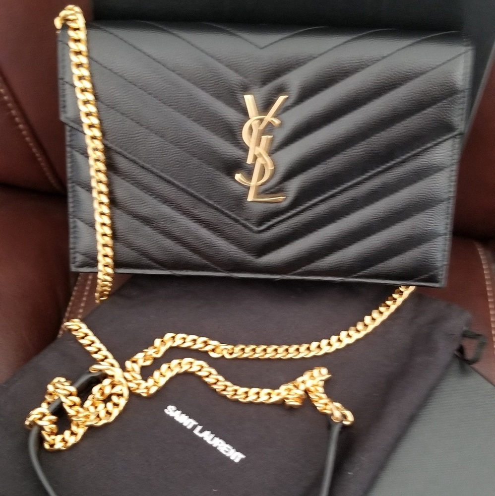 Authentic Ysl Envelope Wallet On Chain Gem